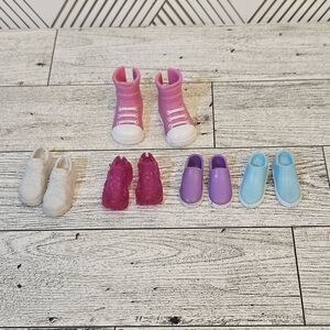 Lot Of 5 Pairs Mattel Barbie Athletic Shoes Sneakers Slip Ons High Tops